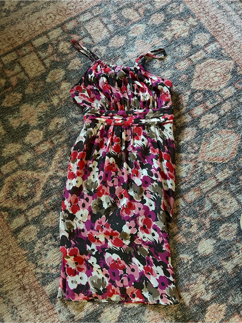 The Limited Floral Midi Dress in Pink, Red, Purple and Black